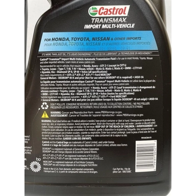 CASTROL - 006726BC - Automatic Transmission Fluid Transmax Import Multi-Vehicle ATF , 3.78L pa42