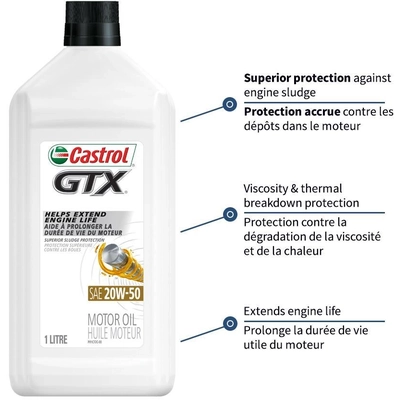 CASTROL Conventional Engine Oil GTX 20W50 , 1L - 0001442 pa10