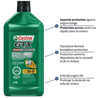 CASTROL Conventional Engine Oil GTX High Mileage 5W30 , 1L (Pack of 6) - 0001638 pa9