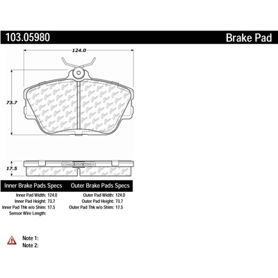 Front Ceramic Pads by CENTRIC PARTS - 103.05980 pa1