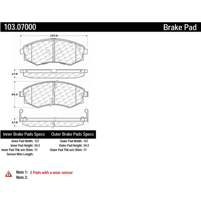 Front Ceramic Pads by CENTRIC PARTS - 103.07000 pa1