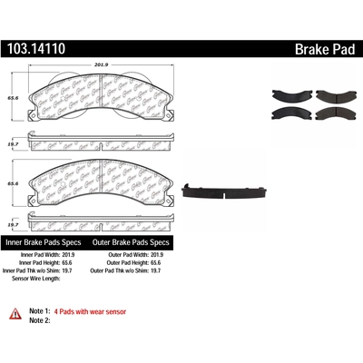 Front Ceramic Pads by CENTRIC PARTS - 103.14110 pa1