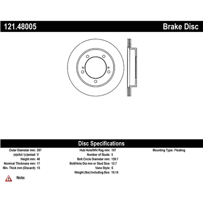 Front Disc Brake Rotor by CENTRIC PARTS - 121.48005 pa1