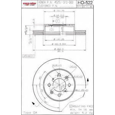 Front Disc Brake Rotor by ULTRA - HO522 pa1