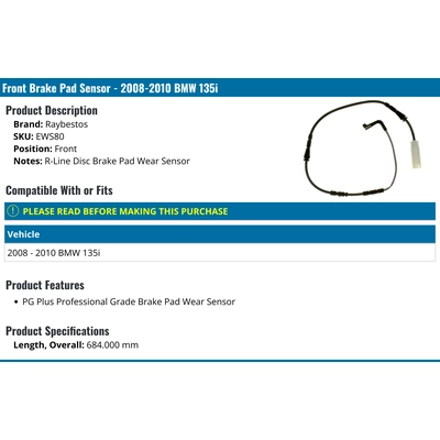 RAYBESTOS - EWS80 - Front Disc Pad Sensor Wire pa11