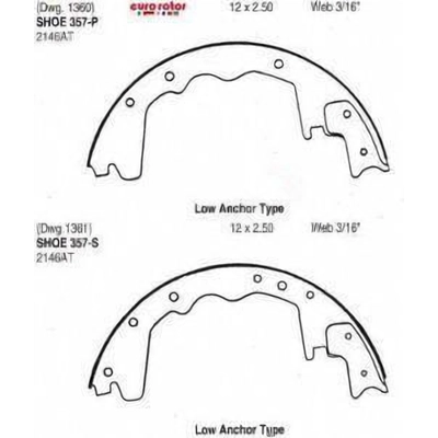 Front New Brake Shoes by EUROROTOR - 357R pa2