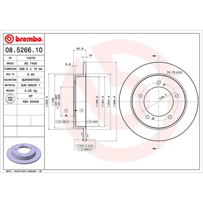 BREMBO - 08.5266.10 - Brake Disc pa2