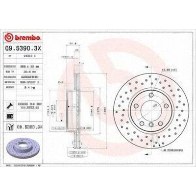 Front Premium Rotor by BREMBO - 09.5390.3X pa7