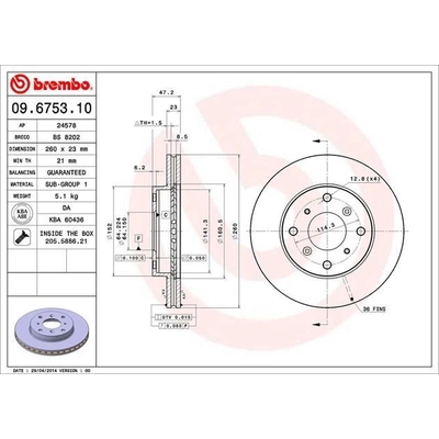 Front Premium Rotor by BREMBO - 09.6753.10 pa5