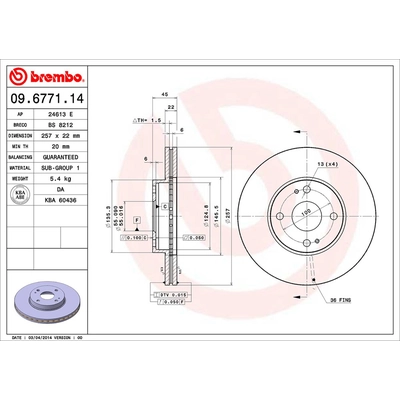 BREMBO - 09.6771.14 - Brake Disc pa2