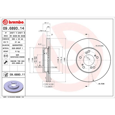 BREMBO - 09.6893.11 - Front Premium Rotor pa5