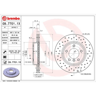 Front Premium Rotor by BREMBO - 09.7701.1X pa1