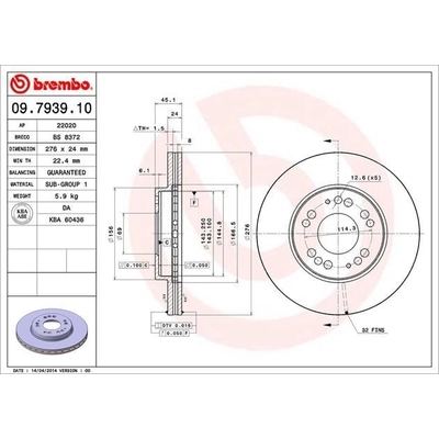 Front Premium Rotor by BREMBO - 09.7939.10 pa4