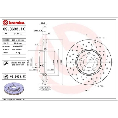 Front Premium Rotor by BREMBO - 09.8633.1X pa4