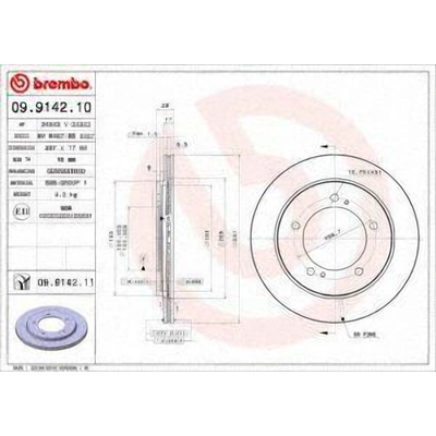 Front Premium Rotor by BREMBO - 09.9142.11 pa3