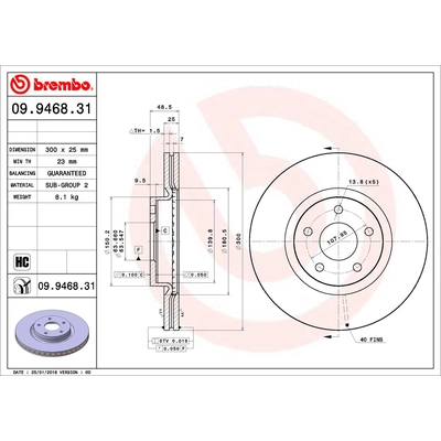 BREMBO - 09.9468.31 - Brake Disc pa2