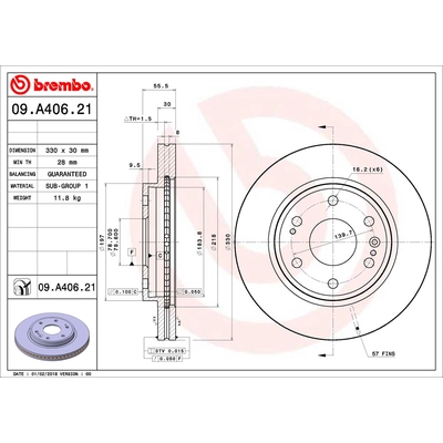 BREMBO - 09.A406.21 - Brake Disc pa2