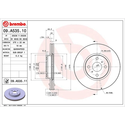 BREMBO - 09.A535.11 - Brake Disc pa2