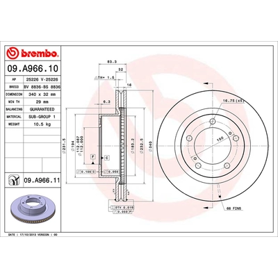 BREMBO - 09.A966.11 - Brake Disc pa2