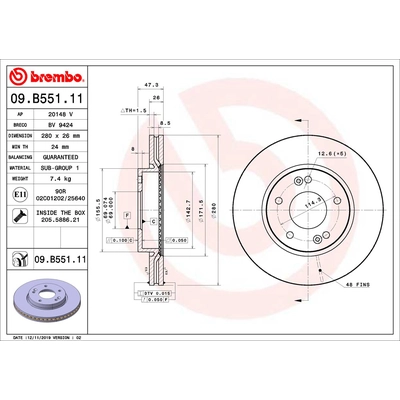 BREMBO - 09.B551.11 - Brake Disc pa2