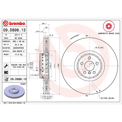 BREMBO - 09.D898.13 - Brake Disc pa2