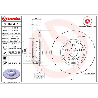 BREMBO - 09.D904.13 - Brake Disc pa2