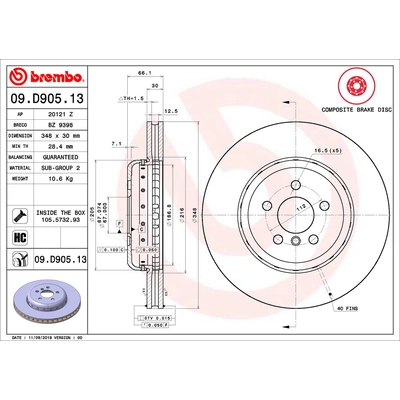 BREMBO - 09.D905.13 - Brake Disc pa2