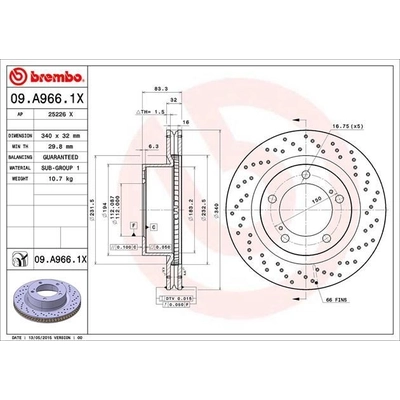 Front Premium Rotor by BREMBO - 09.A966.1X pa4