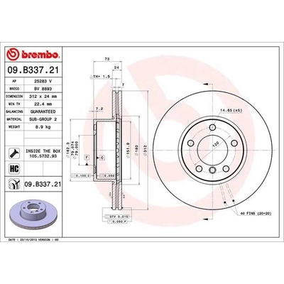 Front Premium Rotor by BREMBO - 09.B337.21 pa9