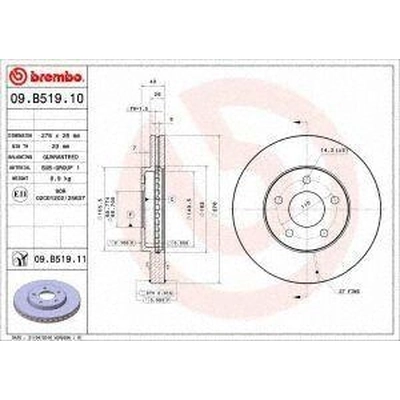 Front Premium Rotor by BREMBO - 09.B519.11 pa3