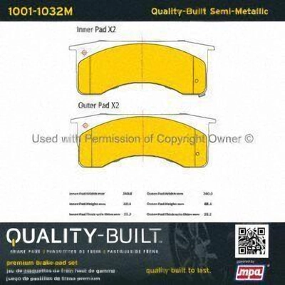 Front Semi Metallic Pads by QUALITY-BUILT - 1001-1032M pa2