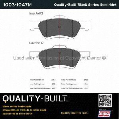 Front Semi Metallic Pads by QUALITY-BUILT - 1003-1047M pa2