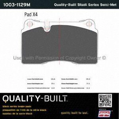 Front Semi Metallic Pads by QUALITY-BUILT - 1003-1129M pa9