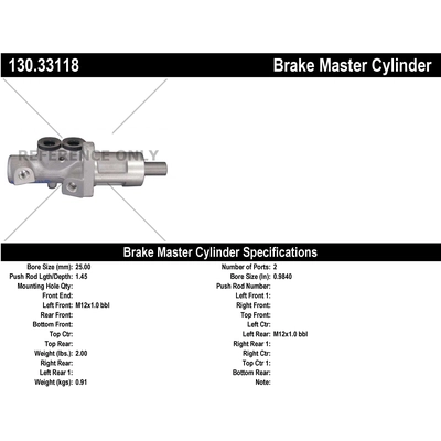 New Master Cylinder by CENTRIC PARTS - 130.33118 pa2