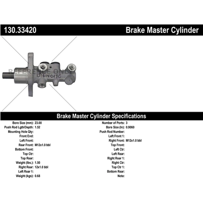 New Master Cylinder by CENTRIC PARTS - 130.33420 pa1