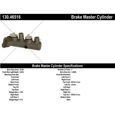 New Master Cylinder by CENTRIC PARTS - 130.46516 pa1