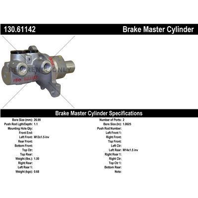 New Master Cylinder by CENTRIC PARTS - 130.61142 pa1