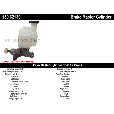 New Master Cylinder by CENTRIC PARTS - 130.62139 pa1