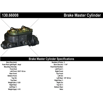 New Master Cylinder by CENTRIC PARTS - 130.66008 pa1