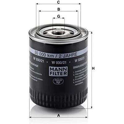 MANN-FILTER - W930/21 - Oil Filter pa6