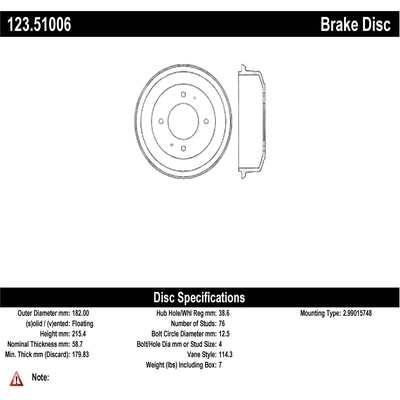 Rear Brake Drum by CENTRIC PARTS - 123.51006 pa1