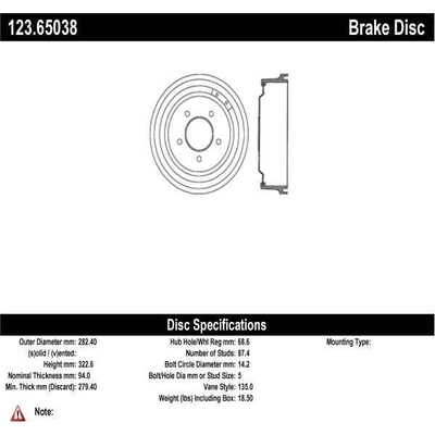 Rear Brake Drum by CENTRIC PARTS - 123.65038 pa5