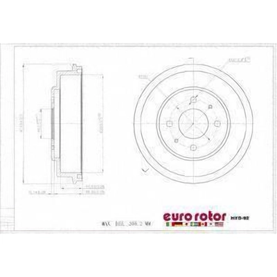 Rear Brake Drum by EUROROTOR - HYD92 pa1