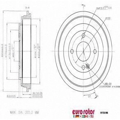 Rear Brake Drum by EUROROTOR - HYD96 pa1