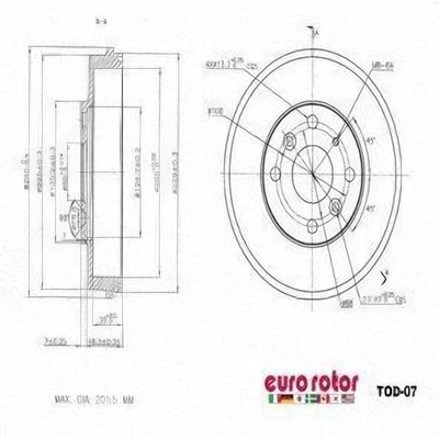 Rear Brake Drum by EUROROTOR - TOD07 pa3