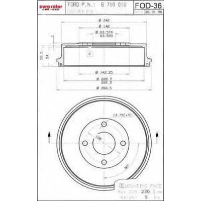 Rear Brake Drum by ULTRA - FOD36 pa2