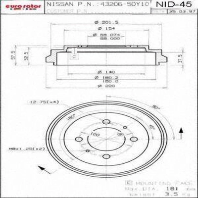 Rear Brake Drum by ULTRA - NID45 pa2