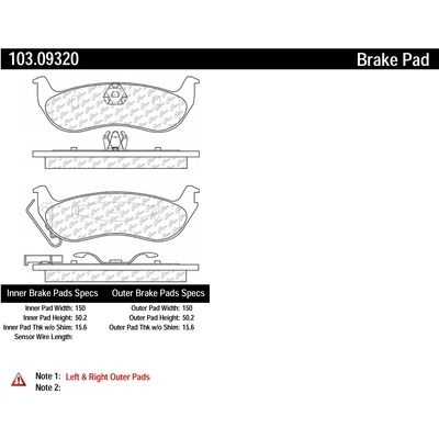 Rear Ceramic Pads by CENTRIC PARTS - 103.09320 pa1