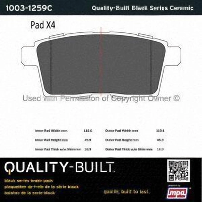 Rear Ceramic Pads by QUALITY-BUILT - 1003-1259C pa1