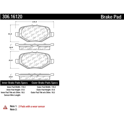 Rear High Performance Pads by CENTRIC PARTS - 306.16120 pa2